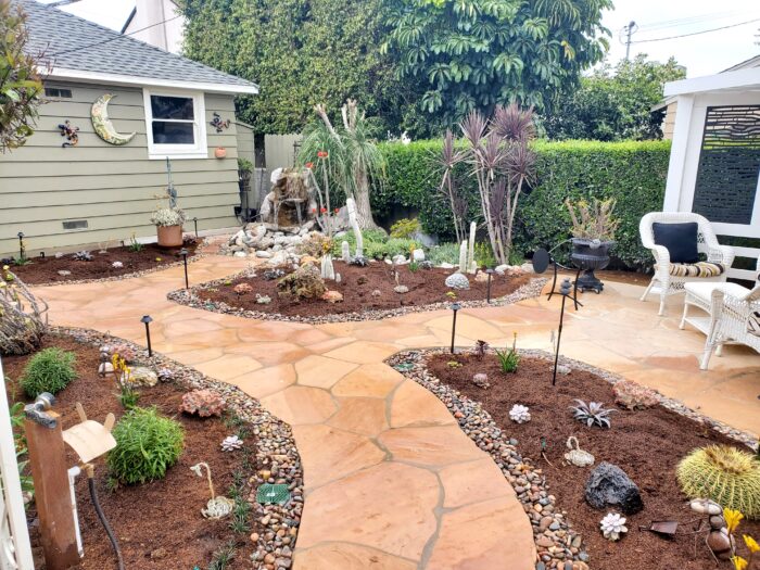 A garden with many plants and flowers in it